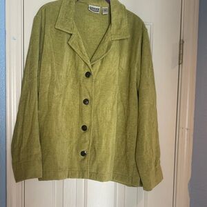 Chico's Light Olive, velvety feel Button-Up Blazer